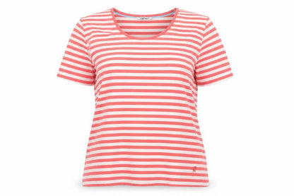Tulchan Womens Pink Striped Cotton Stretch Short Sleeve T-Shirt 2XL