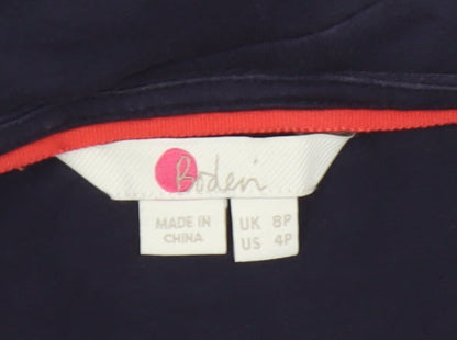 Boden Women's Navy Blue Short Sleeve Wrap Playsuit UK 8P Cotton Blend