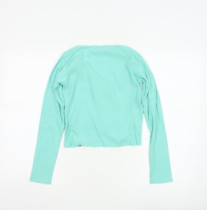 Lucy & Yak Women’s Green Cropped Button-Up Cotton Top L