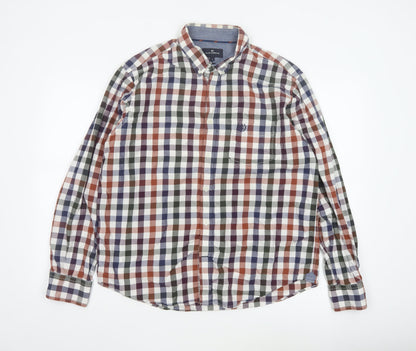 Marks and Spencer Blue Harbour Men's Multicoloured Check Cotton Long Sleeve Shirt L