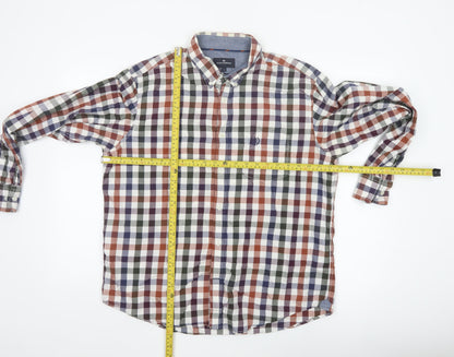 Marks and Spencer Blue Harbour Men's Multicoloured Check Cotton Long Sleeve Shirt L