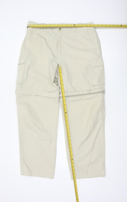 Regatta Men's Beige Cargo Convertible Trousers Size L 36W 31L