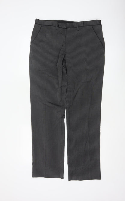 Next Men’s Grey Pinstripe Regular Fit Dress Trousers 34W M
