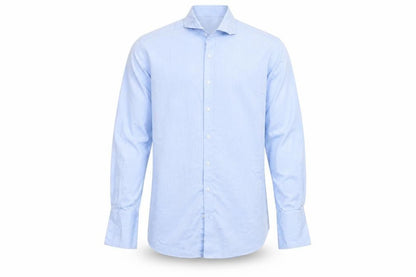 Front view of Thomas Nash Men's Blue 16.5in 42cm Pure Cotton Long Sleeve Dress Shirt