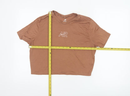 Nike Women's Brown Cropped Slim Fit Air T-Shirt XL