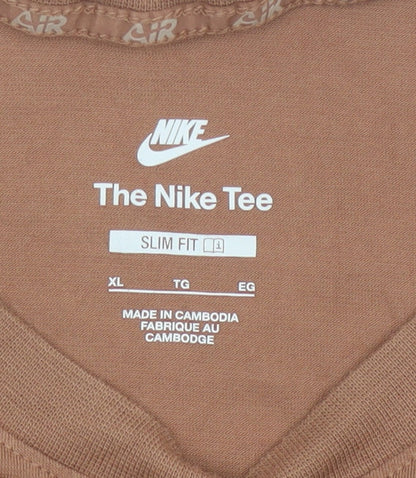 Nike Women's Brown Cropped Slim Fit Air T-Shirt XL