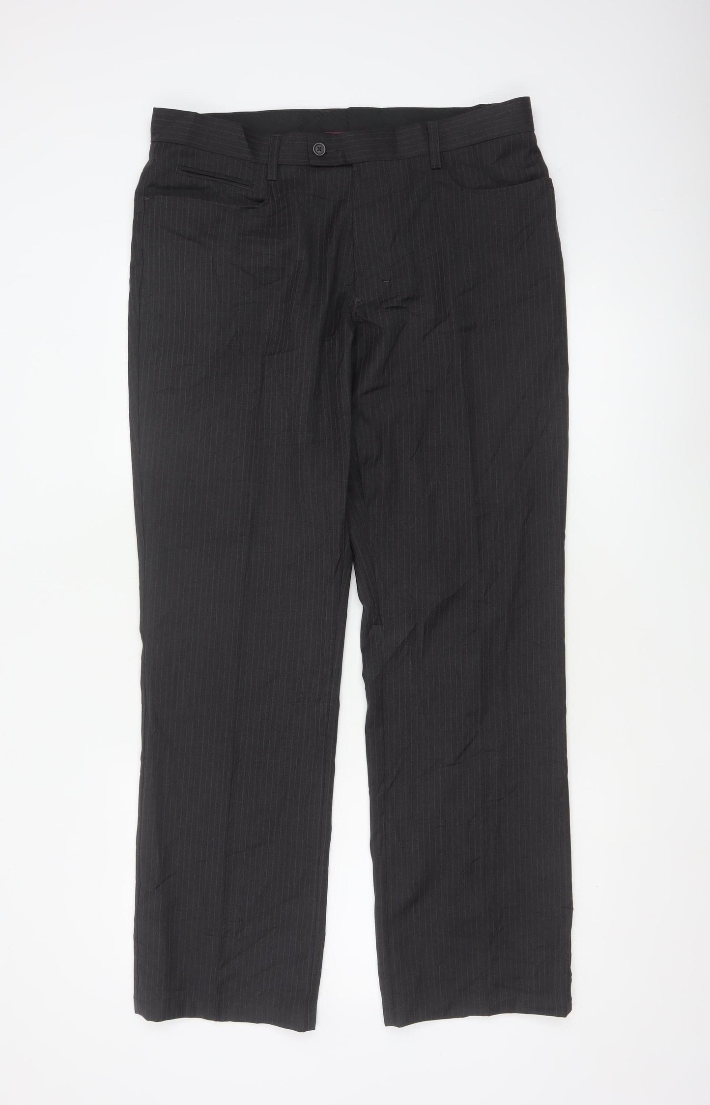 Next Men's Black Pinstripe Dress Pants Size 34R Regular Fit