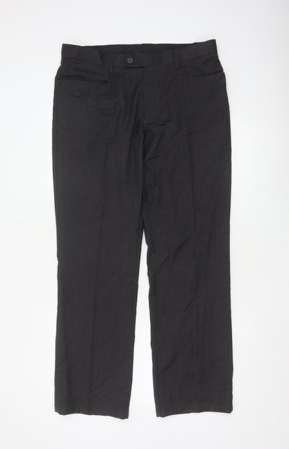 Next Men's Black Pinstripe Dress Pants Size 34R Regular Fit