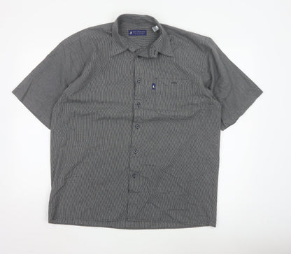 Bar Harbour by Double Two Men's Grey Check Short Sleeve Button-Up Shirt Size M