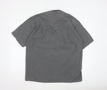 Bar Harbour by Double Two Men's Grey Check Short Sleeve Button-Up Shirt Size M