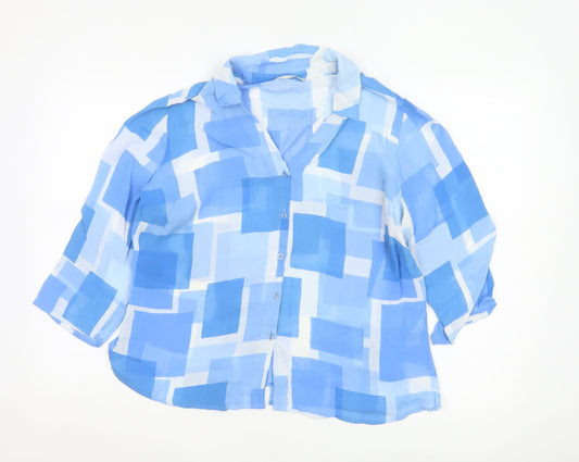 Marks & Spencer Women’s Blue Geometric Viscose Blouse UK 18