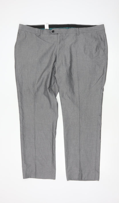 Next Men's Grey Regular Fit Dress Pants 44W 31L Formal Trousers