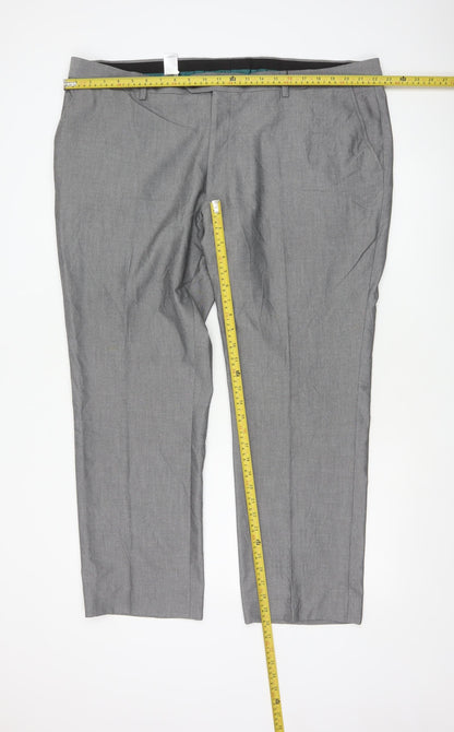 Next Men's Grey Regular Fit Dress Pants 44W 31L Formal Trousers