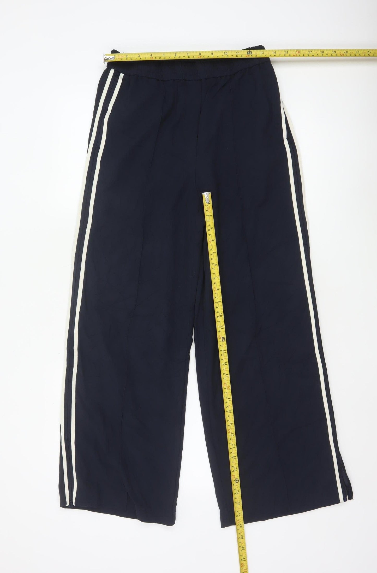 Marks and Spencer Womens Navy Wide-Leg Trousers Size 10 Long