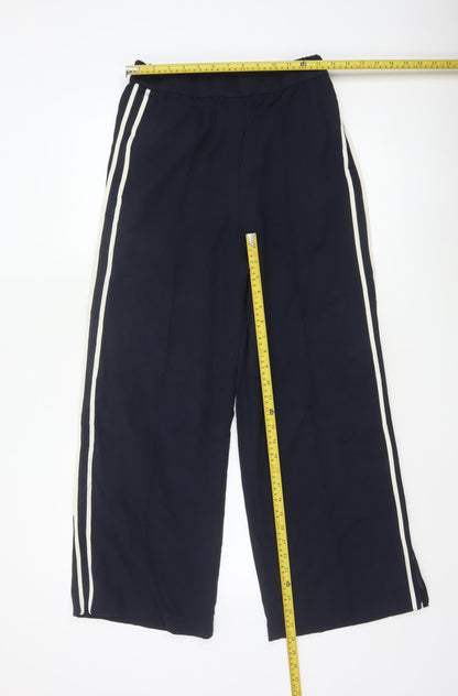 Marks and Spencer Womens Navy Wide-Leg Trousers Size 10 Long