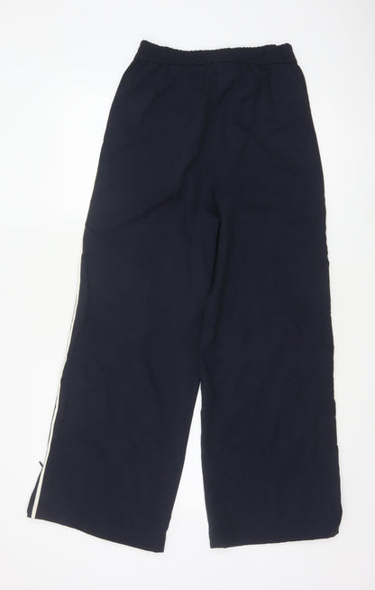 Marks and Spencer Womens Navy Wide-Leg Trousers Size 10 Long