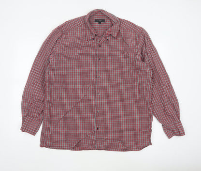 Next Men's Red Check Long Sleeve Button-Up Shirt Size L
