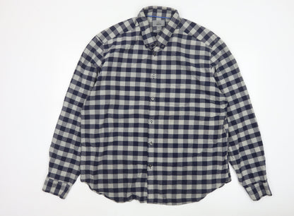 Marks and Spencer Men’s Blue Check 2XL Slim Fit Oxford Shirt