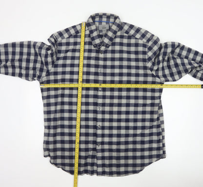 Marks and Spencer Men’s Blue Check 2XL Slim Fit Oxford Shirt