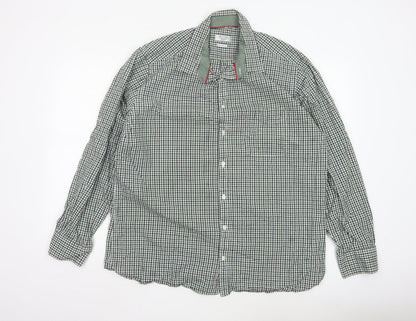 JP Cole Men's Green Check Cotton Long Sleeve Button-Up Shirt XL