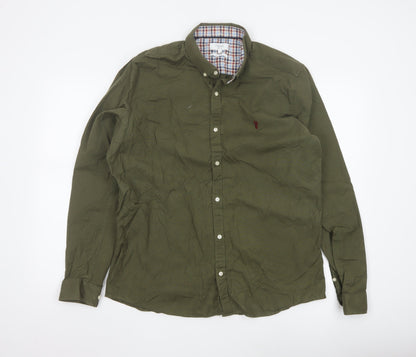 Next Men's Green Slim Fit Button-Down Long Sleeve Shirt XL