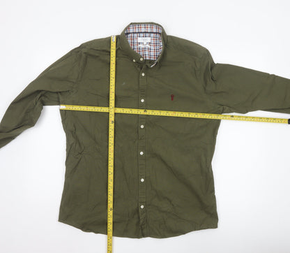 Next Men's Green Slim Fit Button-Down Long Sleeve Shirt XL
