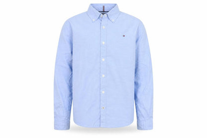Tommy Hilfiger Boys Blue Long Sleeve Button-Up Cotton Shirt Size 152