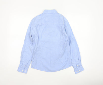 Tommy Hilfiger Boys Blue Long Sleeve Button-Up Cotton Shirt Size 152