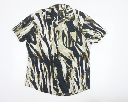 F&F Men's Multicoloured Camouflage Cotton Short Sleeve Shirt L