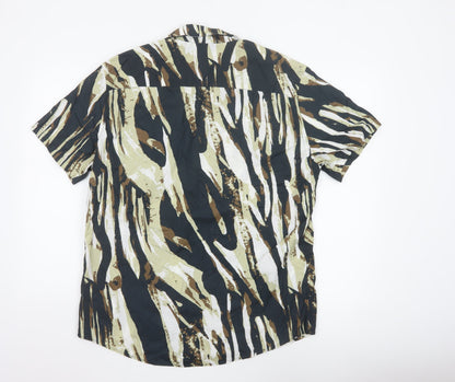 F&F Men's Multicoloured Camouflage Cotton Short Sleeve Shirt L