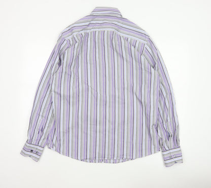 Marks and Spencer Autograph Men's Purple Stripe Cotton Shirt L