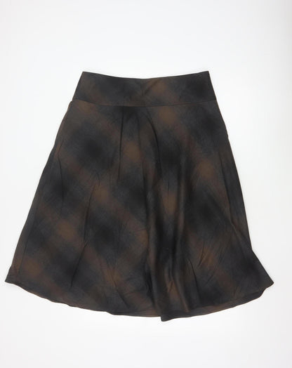 Marks and Spencer Women’s Brown Check A-Line Knee Length Skirt Size 14