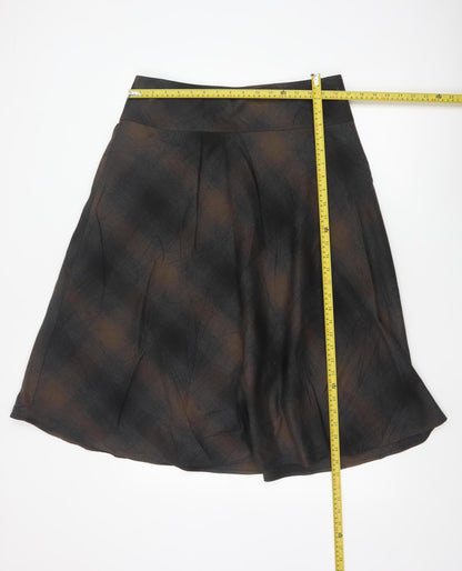 Marks and Spencer Women’s Brown Check A-Line Knee Length Skirt Size 14