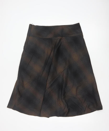 Marks and Spencer Women’s Brown Check A-Line Knee Length Skirt Size 14