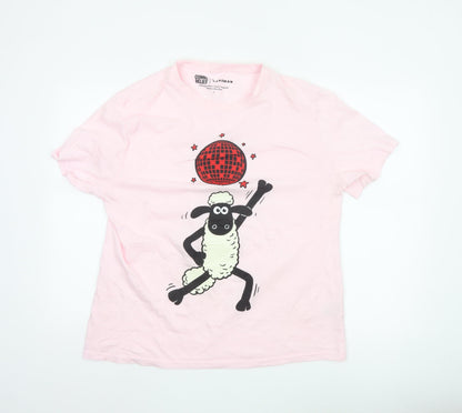 Comic Relief Aardman Women's Pink Shaun the Sheep L T-Shirt Nightshirt
