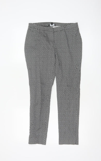 New Look Petite Black Geometric Slim Trousers Size 10