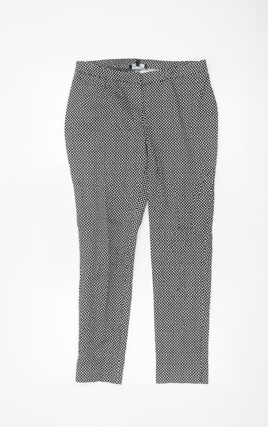New Look Petite Black Geometric Slim Trousers Size 10