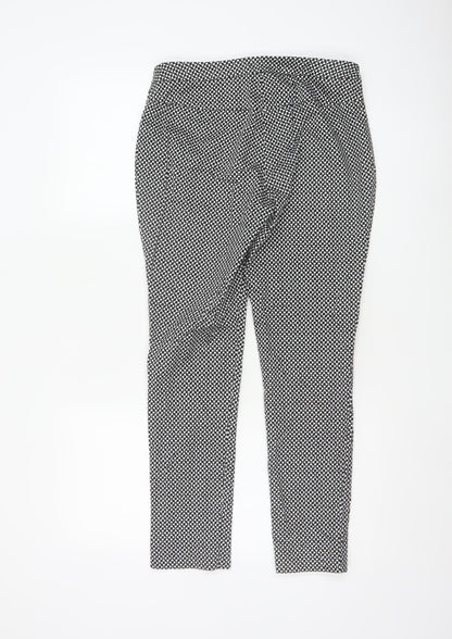 New Look Petite Black Geometric Slim Trousers Size 10