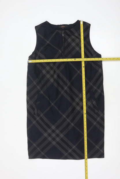 Next Women Blue Check Sleeveless Shift Dress Size 14