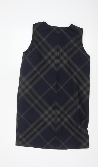 Next Women Blue Check Sleeveless Shift Dress Size 14