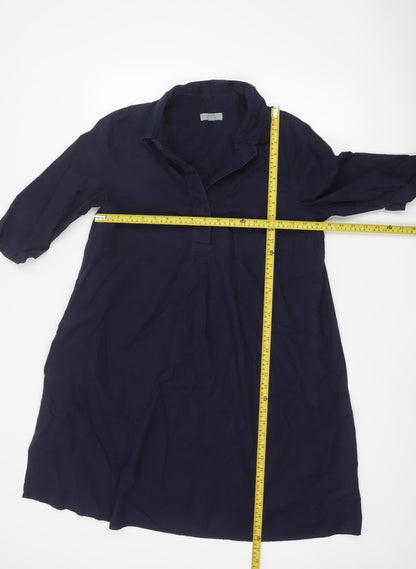 COS Women Blue Cotton Collared Shirt Dress Size 10