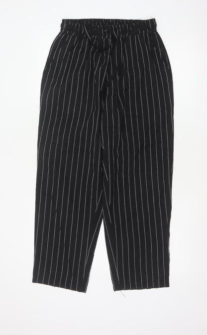 Zanzea Women’s Black Striped Cropped Trousers L Cotton Blend
