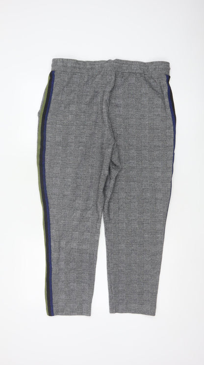 Maeve Anthropologie Women's Grey Check Jogger Trousers L