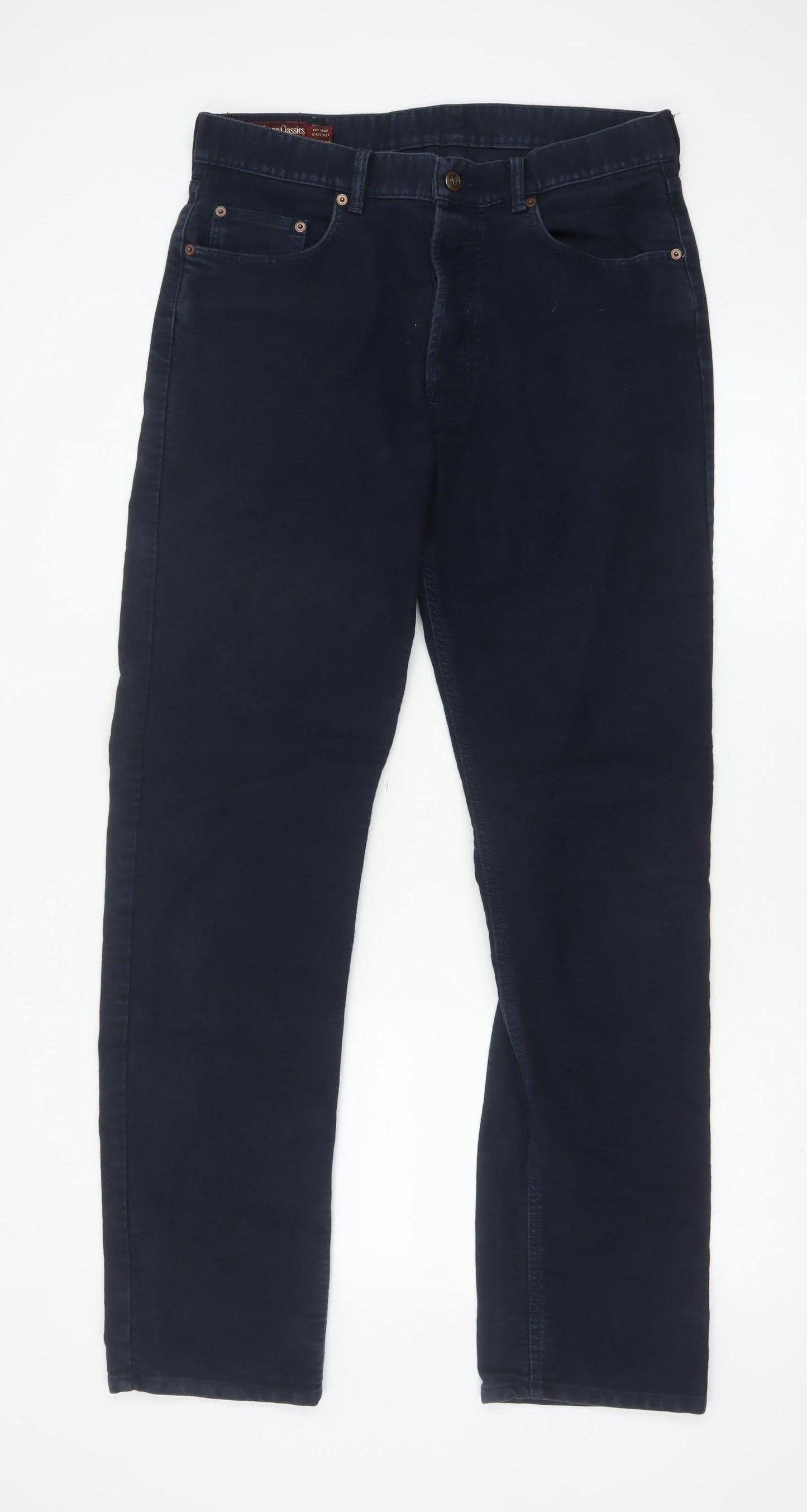 Marlboro Classics Men's Blue Chino Trousers Size L 34x34 Regular Fit