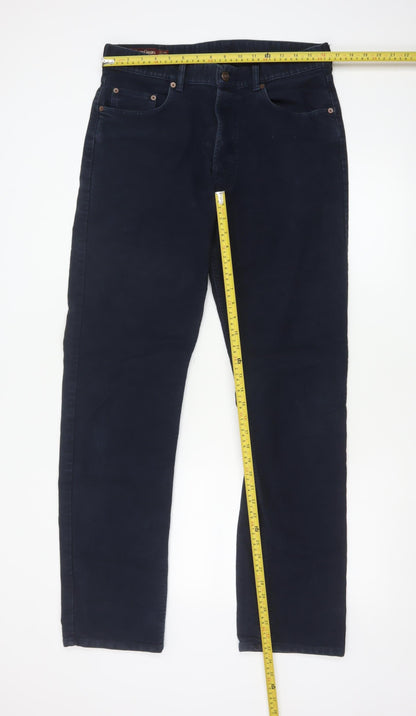 Marlboro Classics Men's Blue Chino Trousers Size L 34x34 Regular Fit