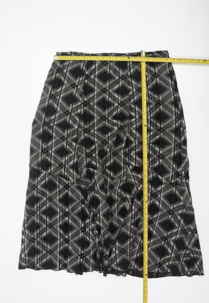 Marks and Spencer Per Una Women's Black Geometric A-Line Midi Skirt Size 18L