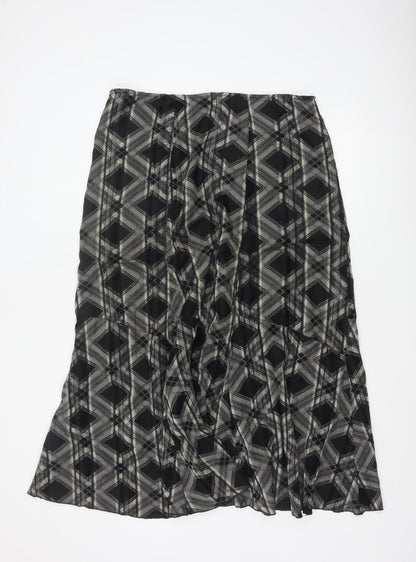 Marks and Spencer Per Una Women's Black Geometric A-Line Midi Skirt Size 18L