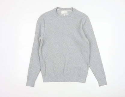 Marks and Spencer Mens Grey Cotton Blend Crew Neck Jumper Size S