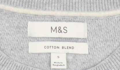 Marks and Spencer Mens Grey Cotton Blend Crew Neck Jumper Size S
