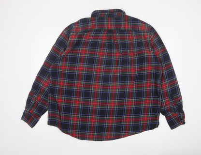 Lands' End Men's Multicoloured Plaid Flannel Shirt XL Regular Fit